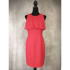 NWT Vintage Bonnie Marx Red Sheath Dress Flowy Top Cute Bow On Back Size 8P